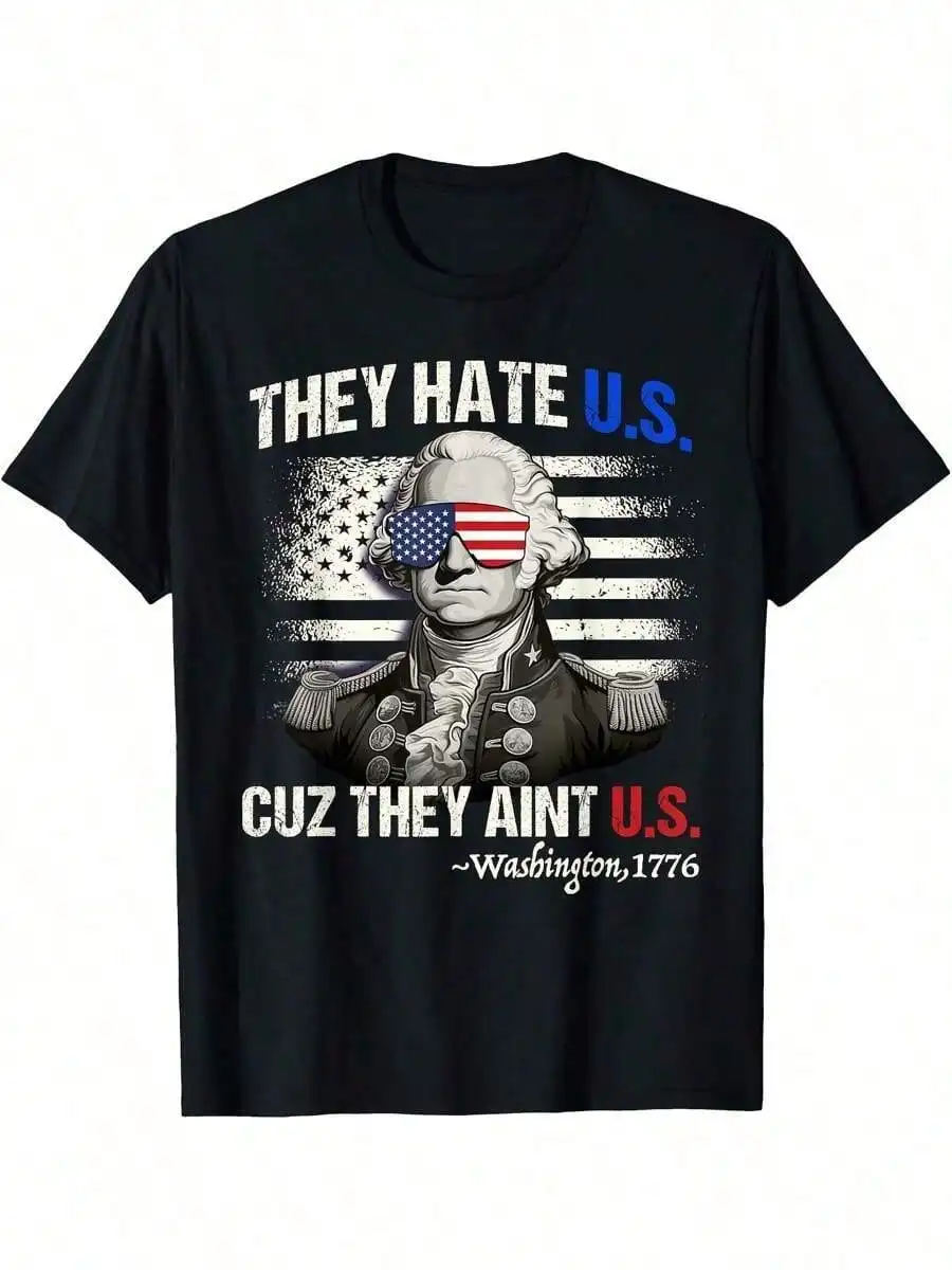 Camiseta patriótica del 4 de julio para hombre - Camiseta con estampado de George Washington con diseño americano, Black Stree