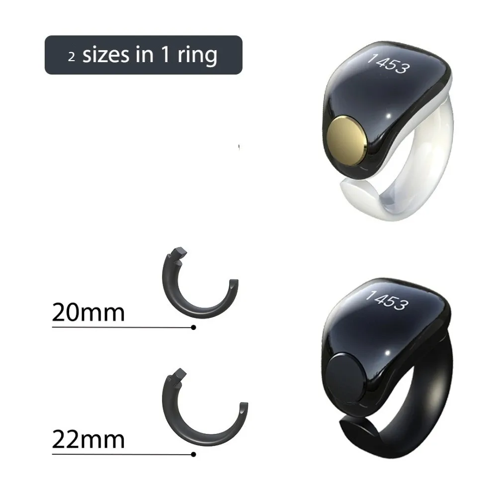 قابل للتعديل تسبيح مكافحة Zikr خواتم مقاوم للماء 3 حجم (18/20/22 مللي متر) عداد الاصبع مسلم APP دعم تسبيح Zikr حلقة ذكية