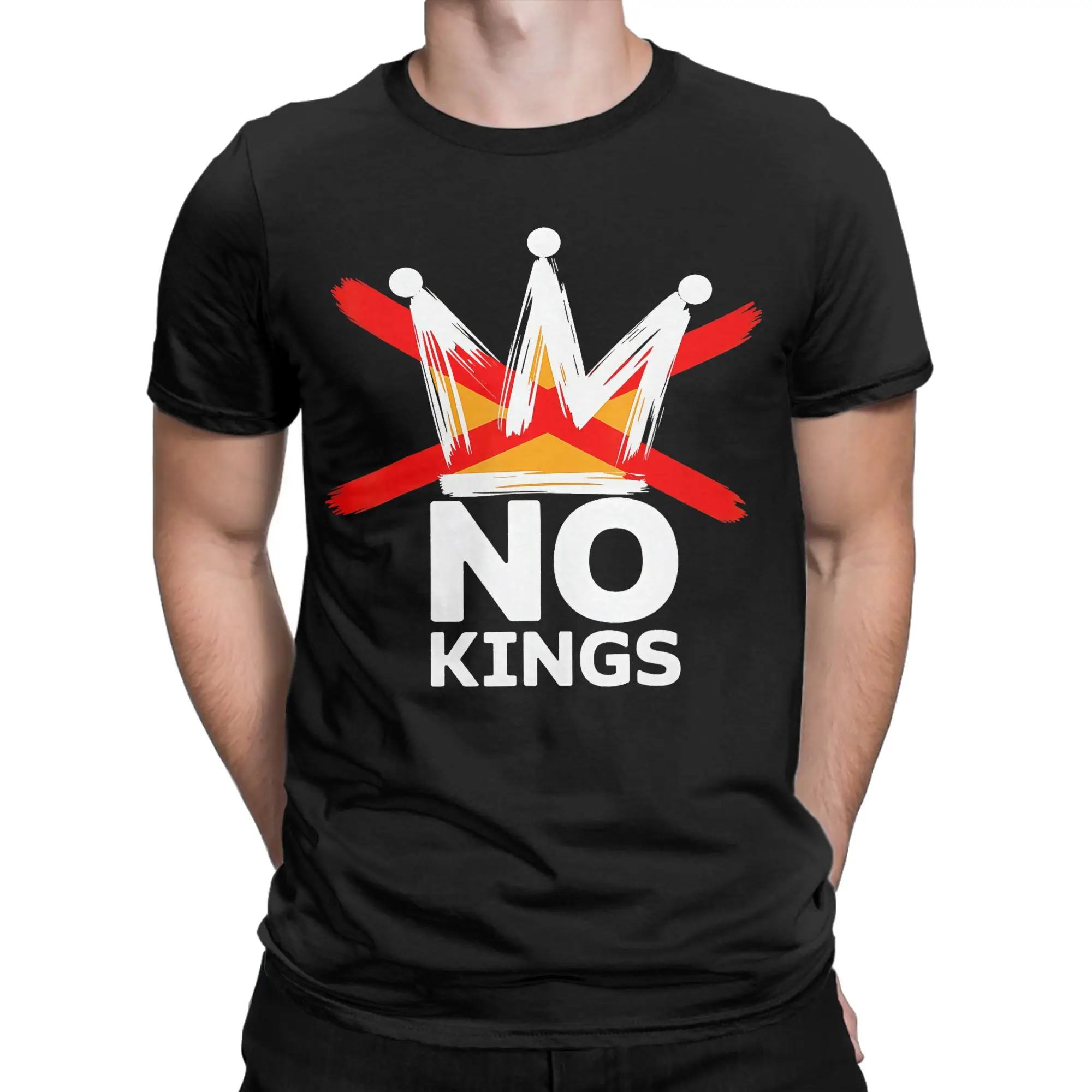 No Kings October  No Kings Day T Shirt Summer 100% Cotton T Shirts For Men Trending Printed Tshirt Short Sleeve Vintage Top Tees