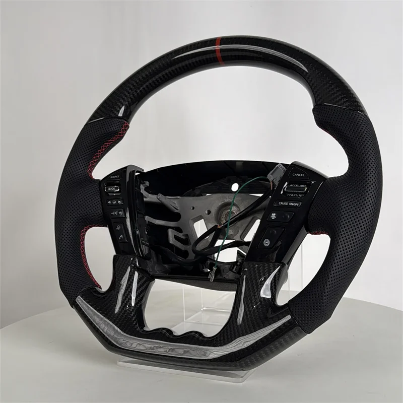 Upgrade Black Sports Carbon Fiber Steering Wheel for Nissan Patrol Y62 2015 2016 2017 2018 2019 2020 2021 Car Accessories