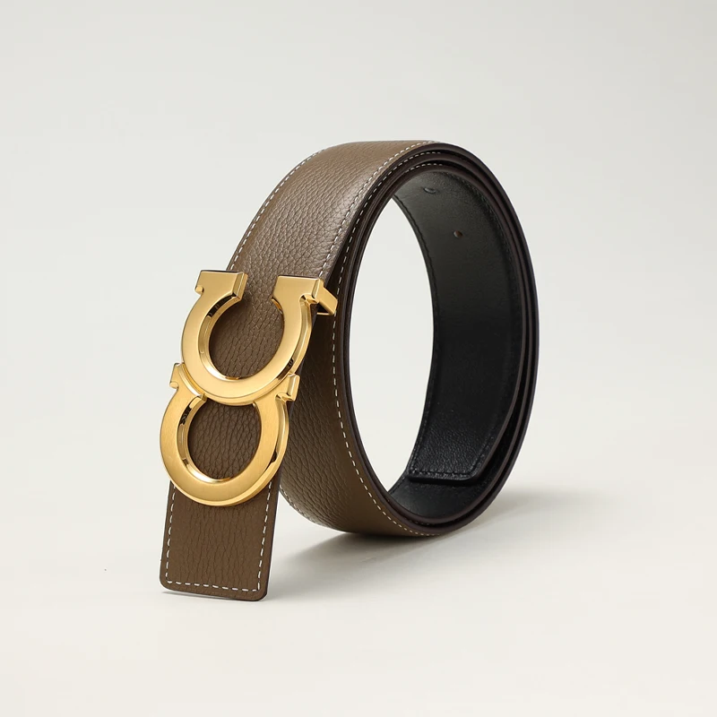 DIMY 2026 new men's lychee patterned belt with leather toe layer replaced with buckle handmade belt