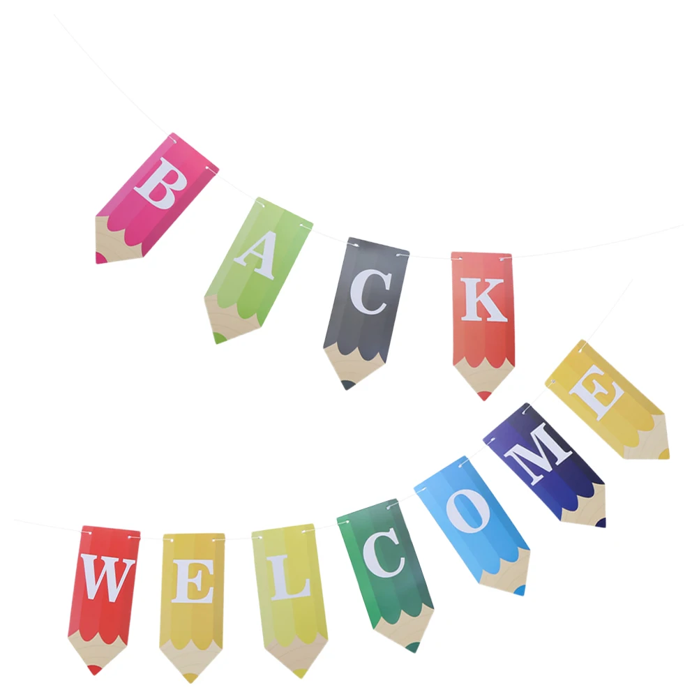 

1 set Back to School Banner Letters Classroom Decorations Paper Flags for Party Supplies Teaching Tools Letter Banners School