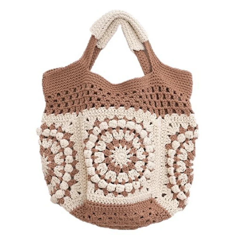

Fashion Handmade Crochet Yarn Hollow Flower Woven Shoulder Bag Versatile Casual Women's Bag Large Capacity Summer Beach Bag