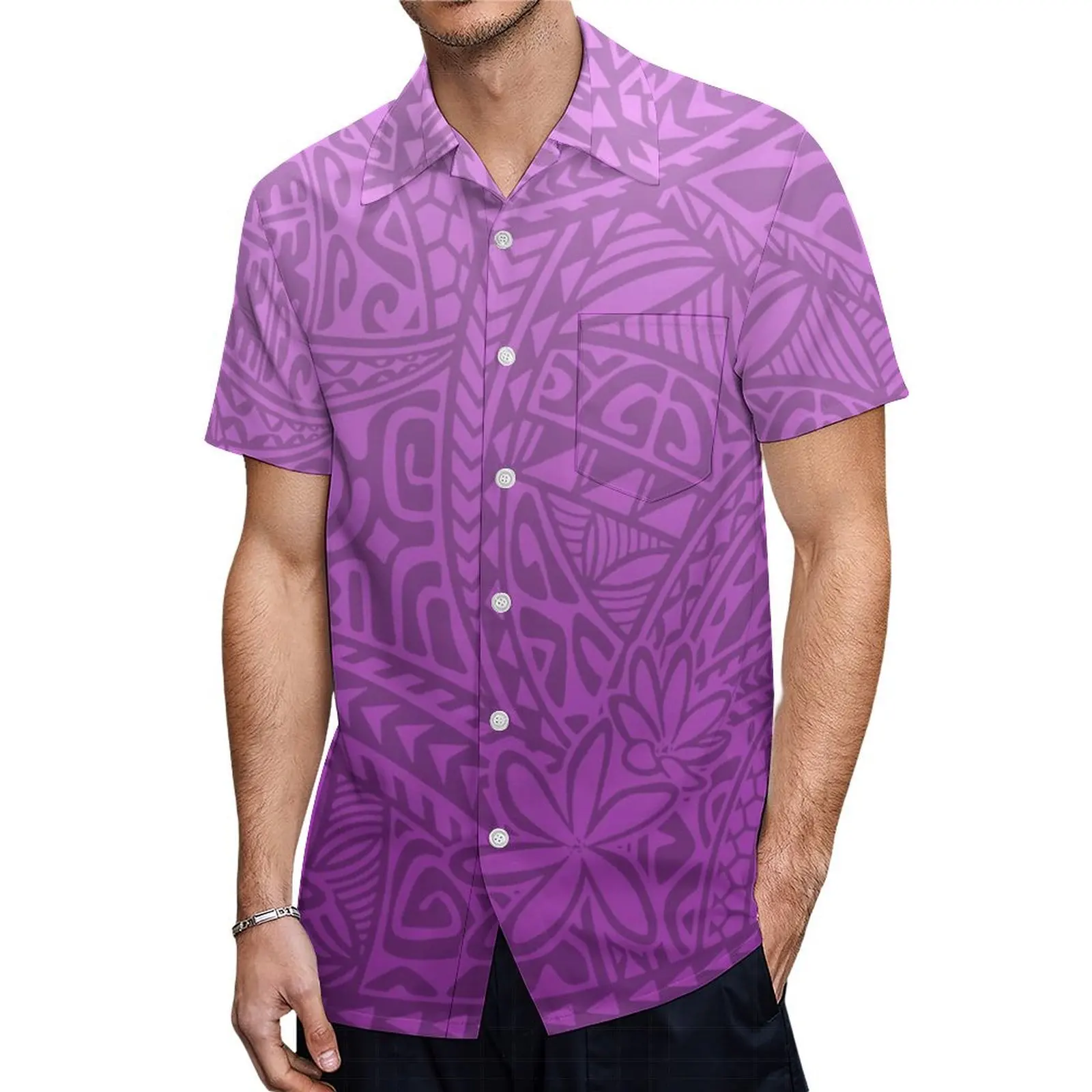 Samoa Couple Suit Matching Polynesian Men Shirt Loose Daily Hawaii Ladies Cake Dress Cute Pacific Islands Clothing Customizable