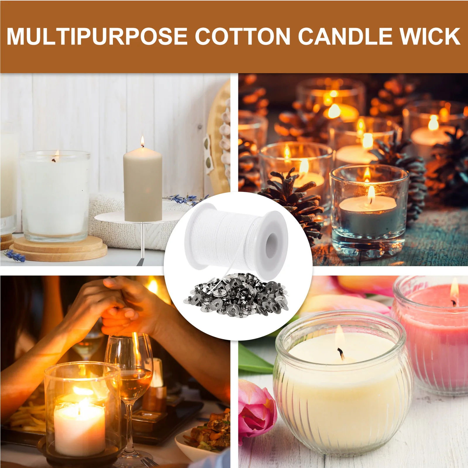 

1Set Cotton Wicks Safe Reliable for DIY Making Oil Lamp Alcohol Burner Includes Wick Bases Wicks for DIY