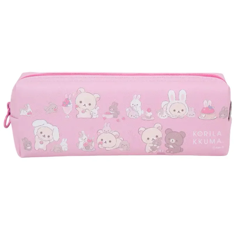 Cute Rilakkuma Pencil Case Pouch PU Leather Kawaii Pencil Cases for Kids Girls School Stationery Cartoon Anime Pen Bag