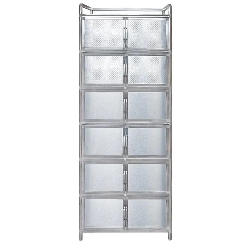 High-rise thickened brushed stainless steel Balcony Locker Aluminum Alloy Cupboard Kitchen Storage Cabinet Tea Cabinet Edge