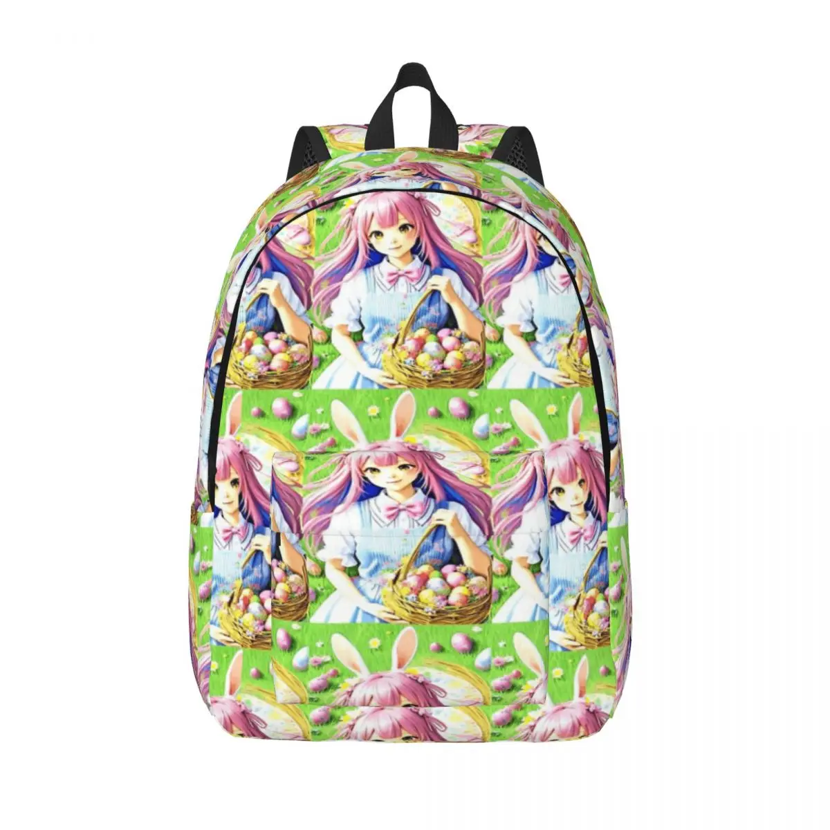 

Bunny Girl Пасхальный цветочный - Spring Art Простой и стильный рюкзак Холщовый рюкзак Дорожный рюкзак