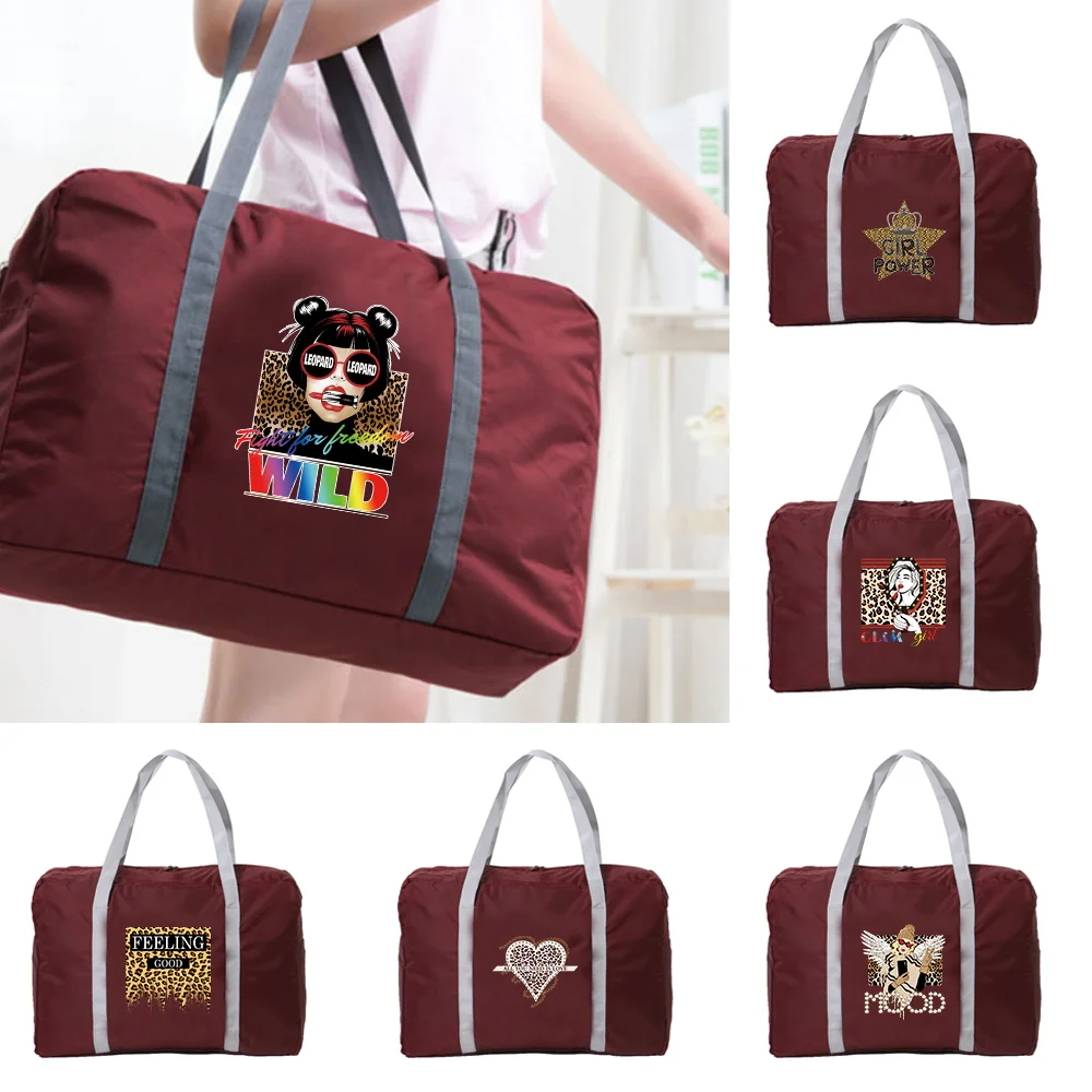 Nylon Foldable Travel Bags Women Large Capacity Bag Luggage Unisex Handbags Leopard Pattern Men Travel Bag Holiday Accessories