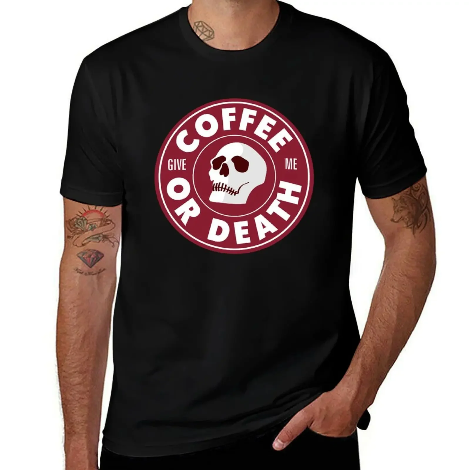 

Coffee or Death T-Shirt funny shirt cotton customs kawaii clothes oversized graphic tee mens graphic t-shirts funny