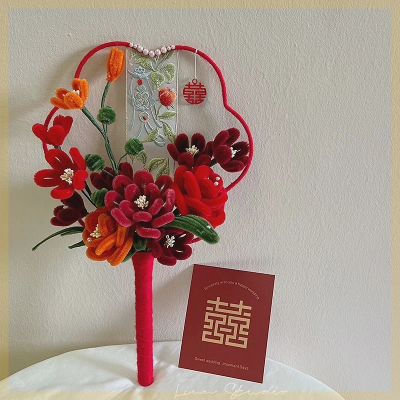 

Twist stick hand bouquet fan wedding gift creative DIY handmade material package ornament for girlfriends and girls bride