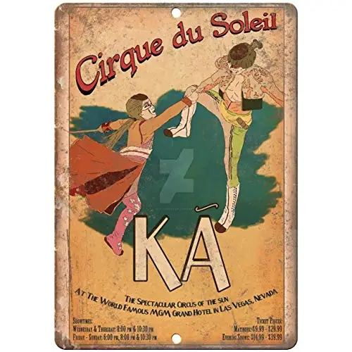 Reproducción de póster del Circo de Las Vegas de Cirque Du Soleil ZH68, cartel de pared, cartel de metal vintage para restaurante de barbacoa, comedor, cafetería, cartel de tienda