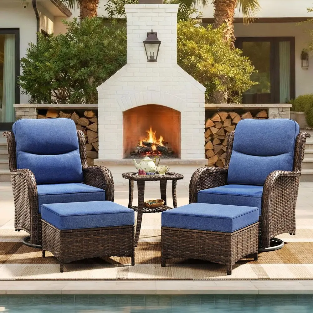 

5Piece Luxury Patio Furniture Set with 6 Thick Cushions, WeatherResistant Wicker High Back Swivel Rocker Chairs, SeniorFriendly