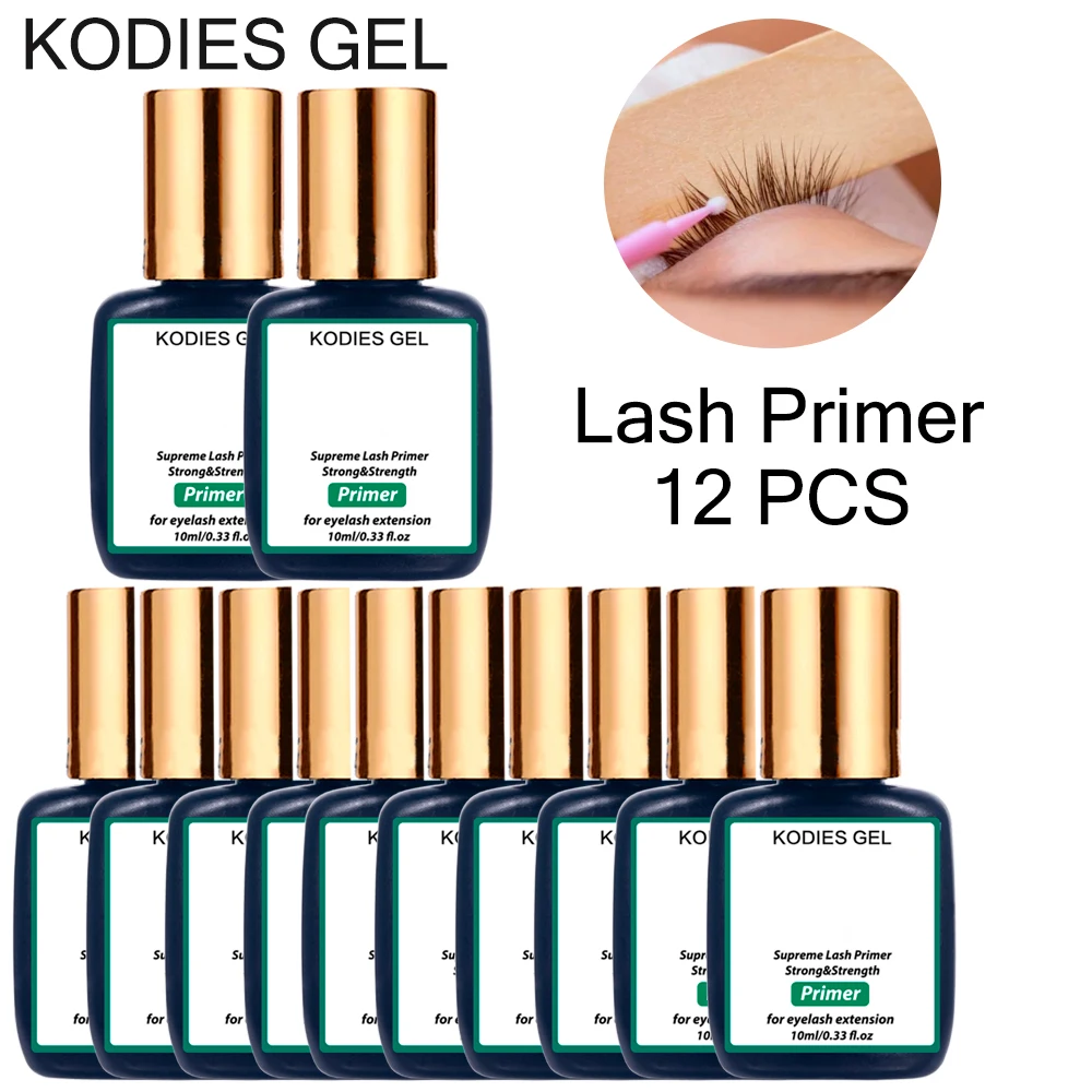 

KODIES GEL 12 PCS Lash Primer For Eyelash Extensions Supplies Super Bonder Sealer Enhance Pre-Treatment Protein Glue Retention