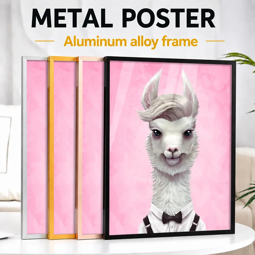 Pink Llama Framed Metal Print Customized Nature Tribute Wall Art A Unique Gift For Wildlife Admirers To Display In Living Room