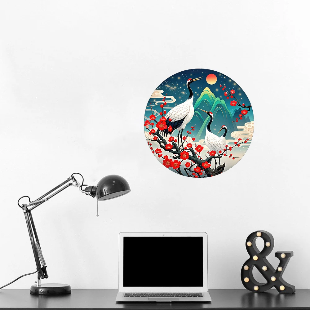 Three Ratels CFN191 Beautiful Crane Lucky Art Wall Stickers for Home Decoration