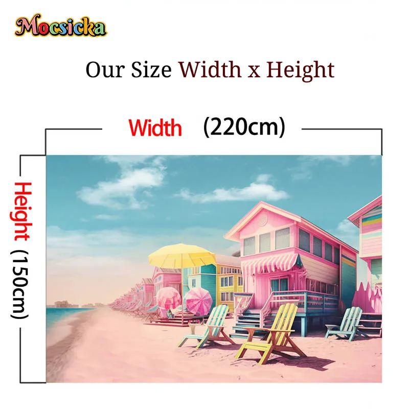 Mocsicka ฤดูร้อนชายหาดที่มีสีสันการถ่ายภาพพื้นหลัง Baby's First Birthday Party ตกแต่ง Portrait Photo Studio แบนเนอร์