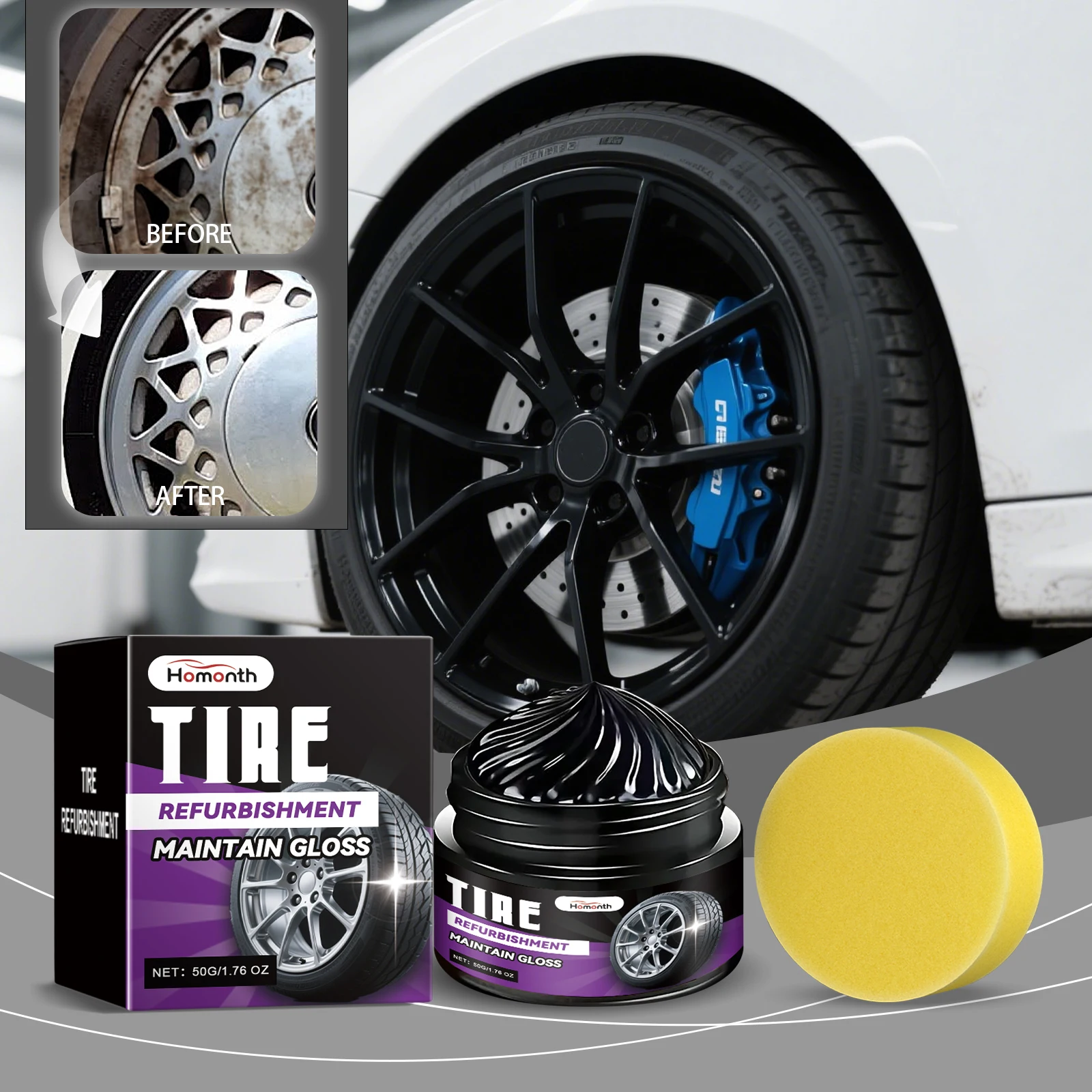 Tire Polishing Wax Shiny Black Restores Paste Gloss Enhances Tire Appearance Preventing Oxidative Cracking Aging Maintenance