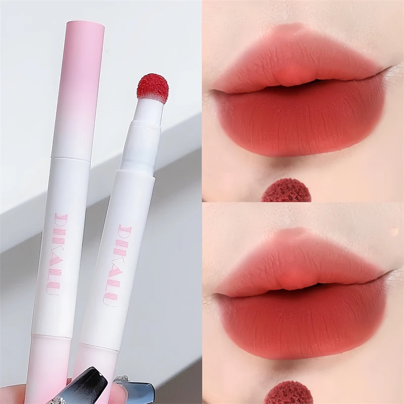 DIKALU Lip Powder Cream Air Cushion Lip Cream Matte Lip Glaze Mouth Red Lip Mud Non-fading Non-stick Cup Feminine White Brick Re