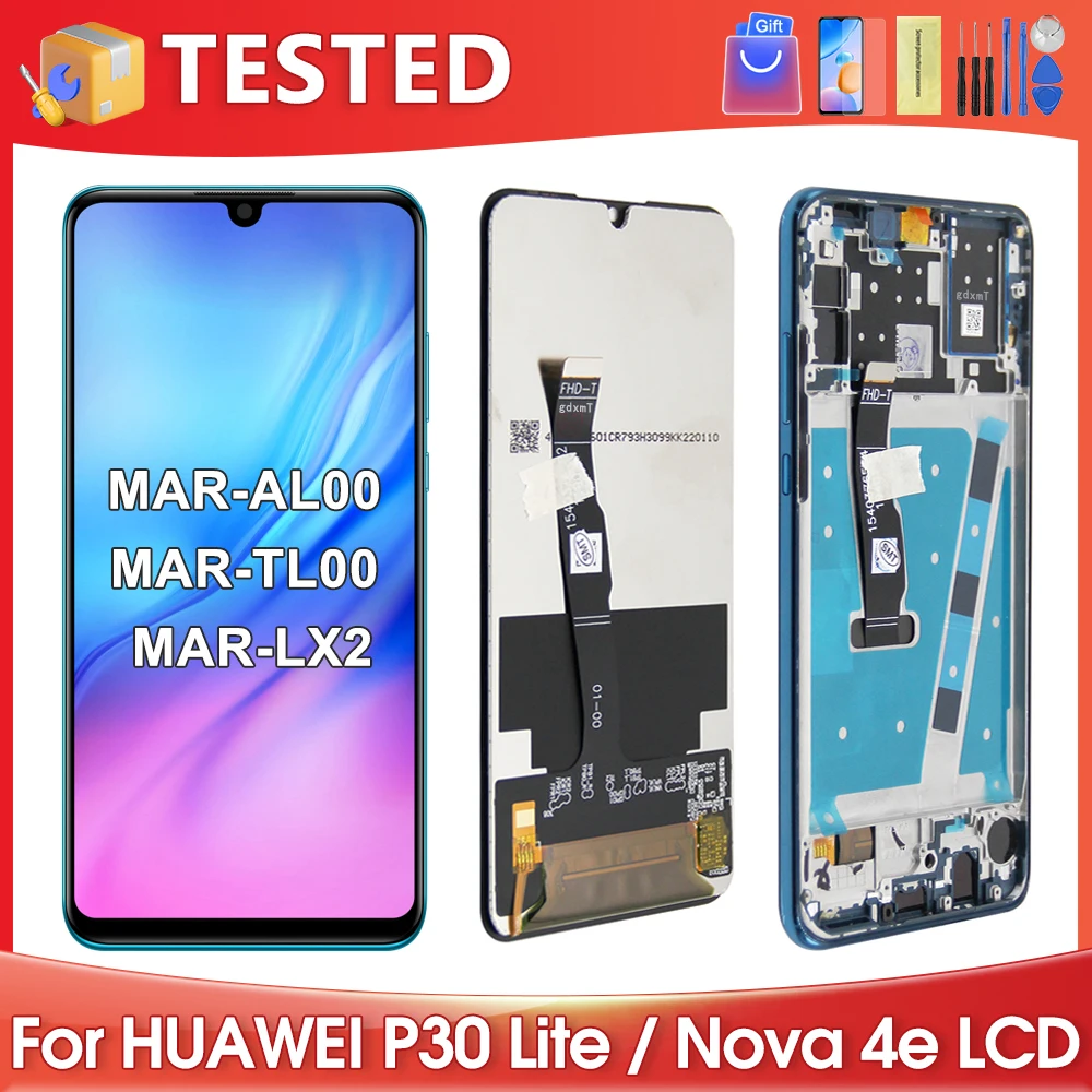 

6.15''For HUAWEI P30 Lite For Nova 4E MAR-LX1 AL00 LX2 LX3 LX1A LCD Display Touch Screen Digitizer Assembly Replacement