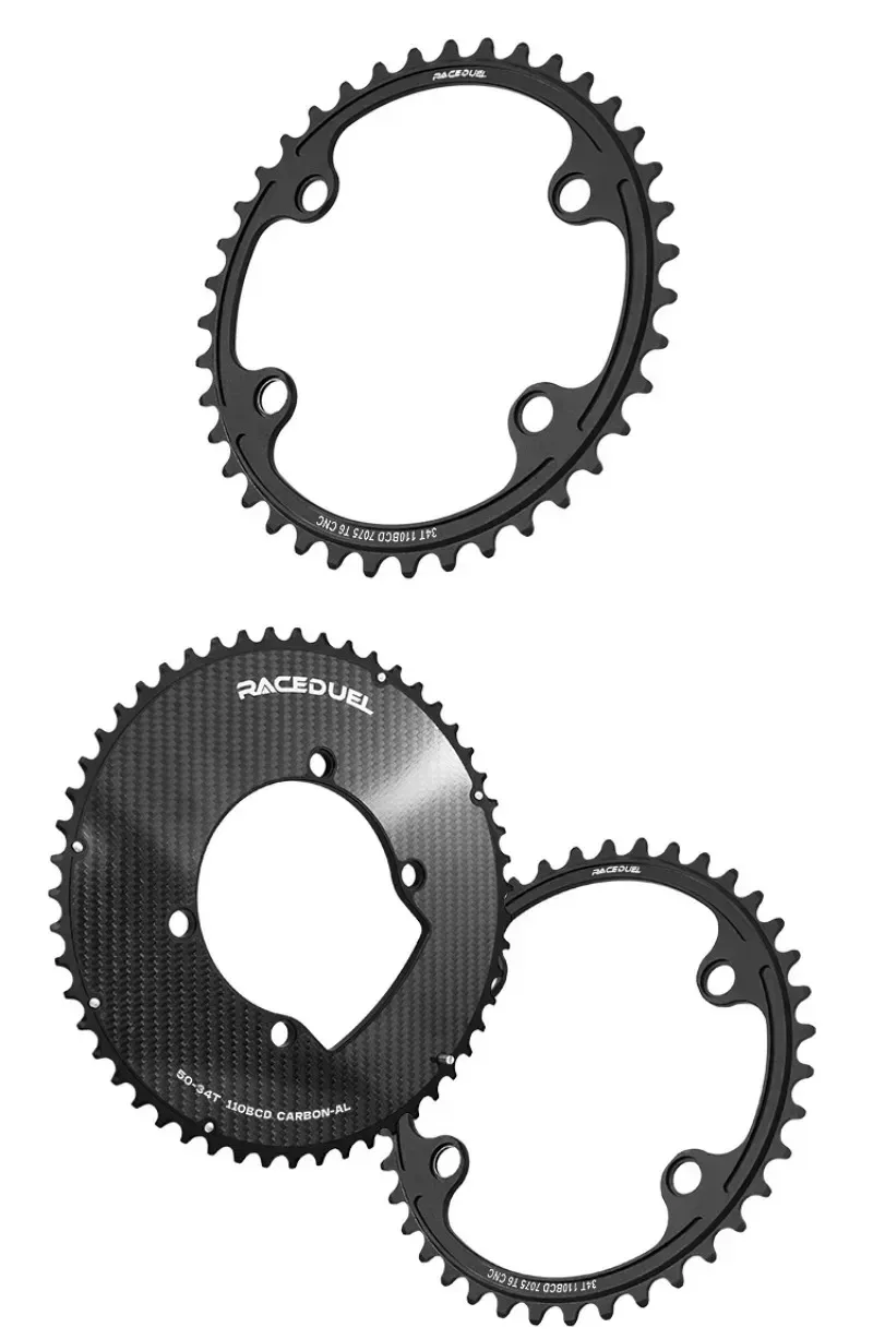 RACEDUEL 110BCD Carbon Crankset 11/12 Speed Double Chainring for Shimano R7000 R8000 R9100 R9200 50-34T/52-36T/53-39T/54-40T