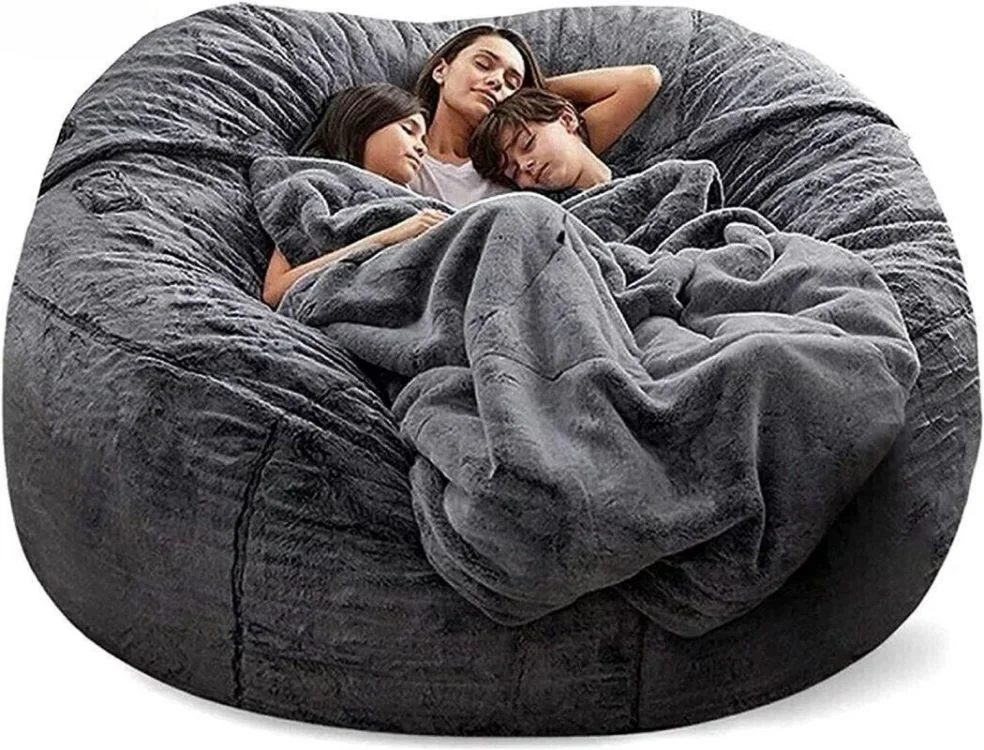 2025 New Bean Bag Chair Cover Large Round Soft Fluffy PV Velvet Sofa Bed Cover Living Room Furniture Lazy Boy Sofa Bed Cover