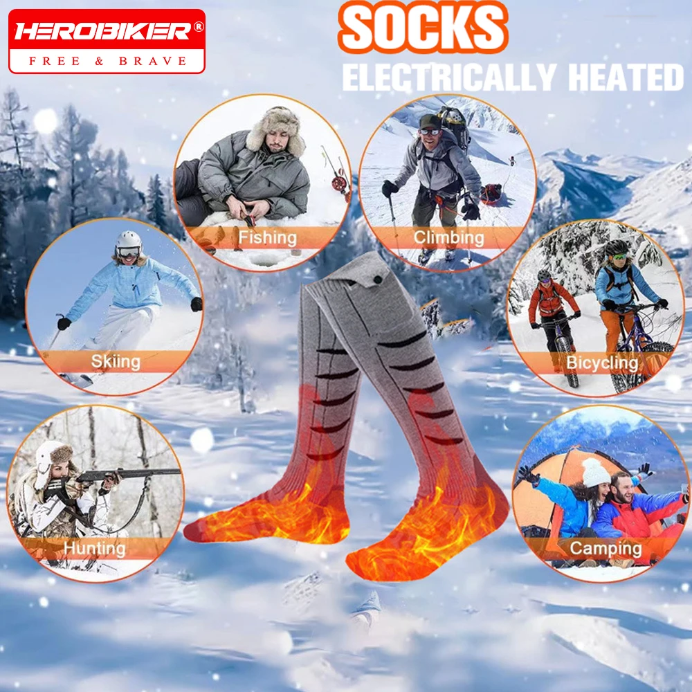 

﻿Unisex Electric Heated Socks 3 Modes Adjustable Washable Moto Guantes Heated Socks Electric Thermal Socks For Skiing Camping