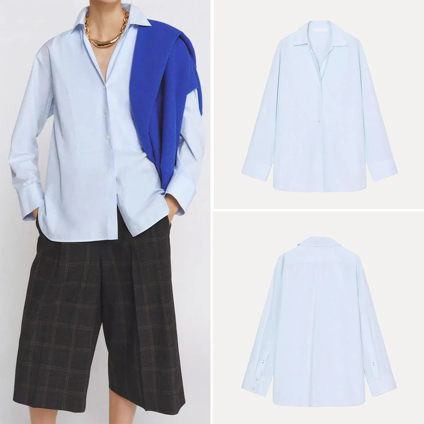 

Весна 2026: Женская модная шелковая рубашка ZADATA с длинным рукавом, отложным воротником и V-образным вырезом, стандартная длина