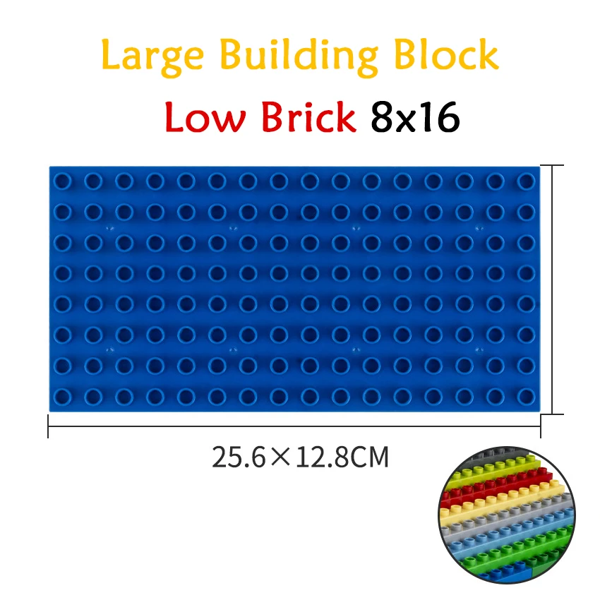 Components with Big Low 8x16 Large Particle Building Block 4/2/1pcs DIY Educational Puzzle Assembly Building Block Wall Scene