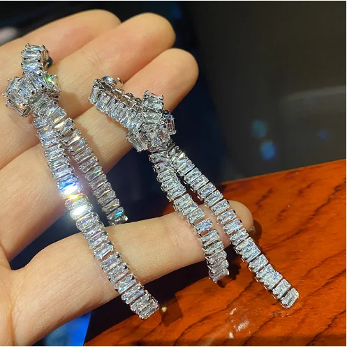 2022 Women Butterfly end with earrings temperament retro crystal diamond tide earrings silver needle summer earrings