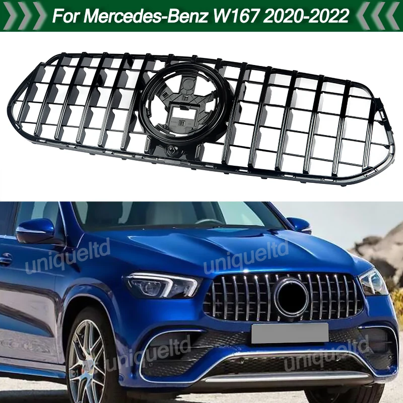GT Style Grill fit For Mercedes Benz GLE W167 C167 X167 Coupe Gle350 300d 450 Accessories 2020-2022 Middle Front Grille Bumper