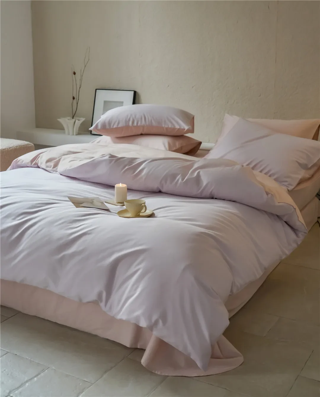 Simple modern style solid color double splicing super soft duvet cover bedding with a high-end feel, made of pure cotton long st