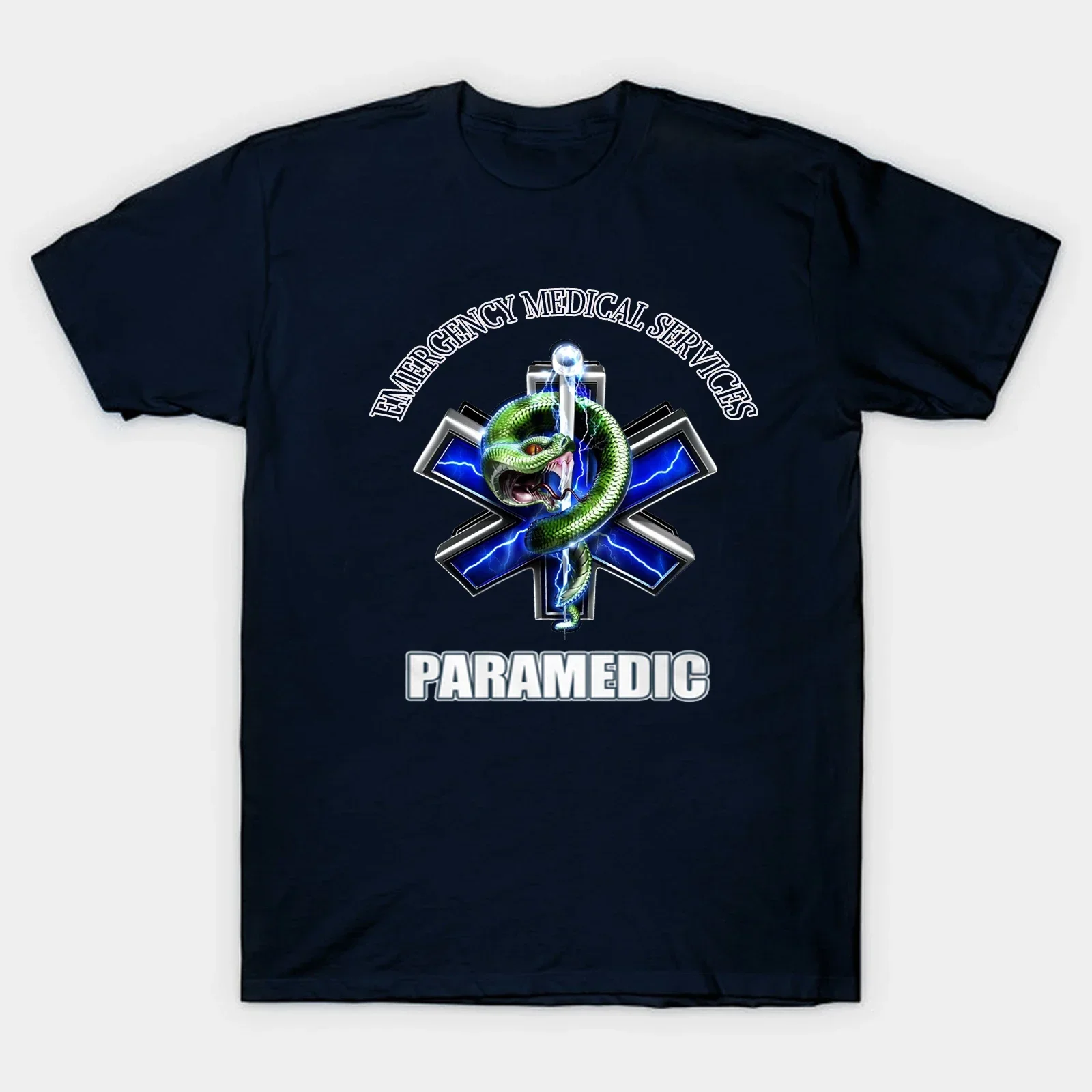 

Star of Life Serpent Graphic EMS EMT Paramedic Ambulance Driver Gift T Shirt. Short Sleeve 100% Cotton Casual T-shirts Loose Top