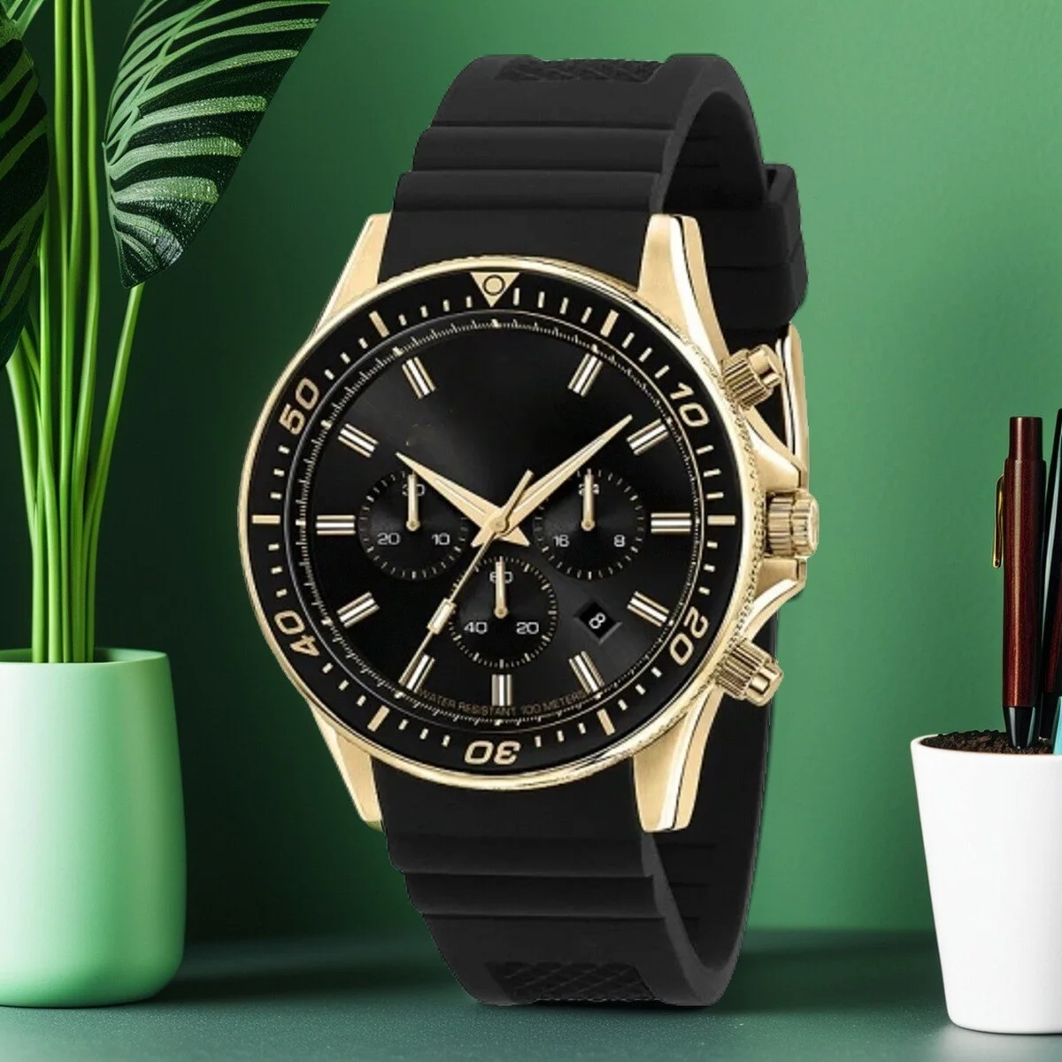 

original watch men's trend light luxury sports wind waterproof European and American high sense Shi Ying watch gold st