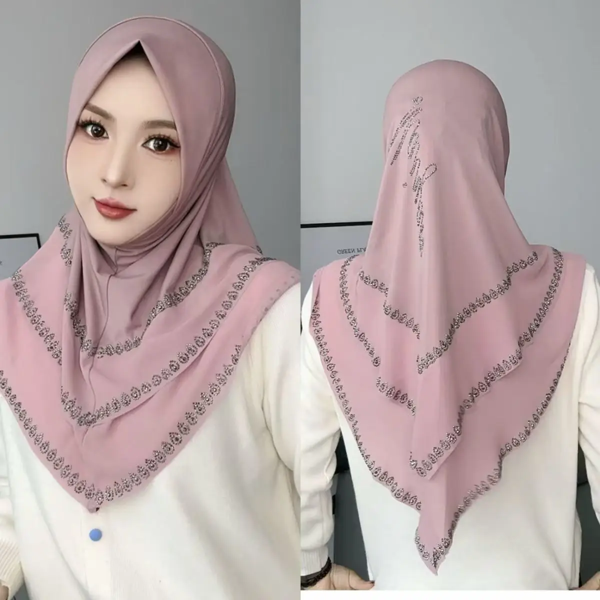 

Новые мусульманские женские хиджабы 2026 года с бисером, африканский этнический черный платок, исламский головной убор, шляпа для работы и улицы, модный хиджаб, универсальный размер