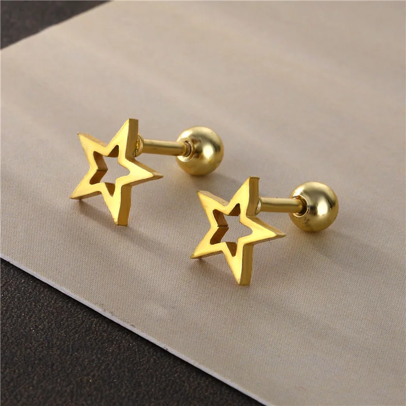 1 Pair Simple Geometric Triangle Round Stainless Steel Stud Earrings For Women/Men Anti-allergic New Pop Ear Jewelry