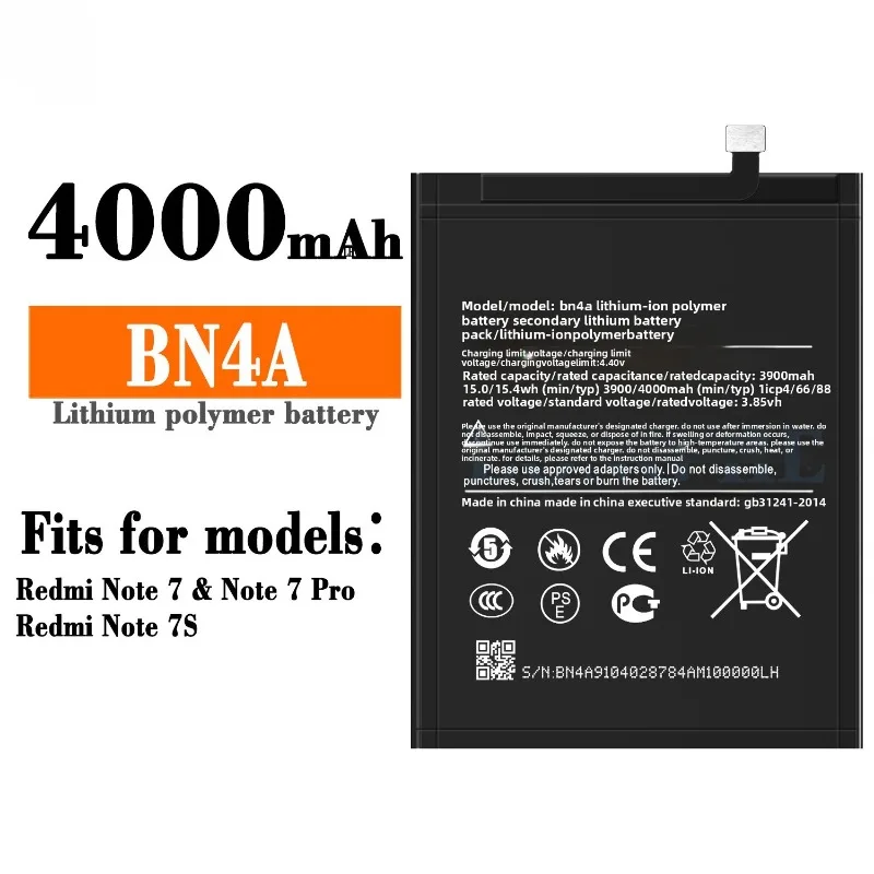 New BN4A for Xiaomi Redmi Note 7/7Pro/7+ Mobile Phone Battery High Quality High Capacity Replacement Bateria Grade A Cell view 3