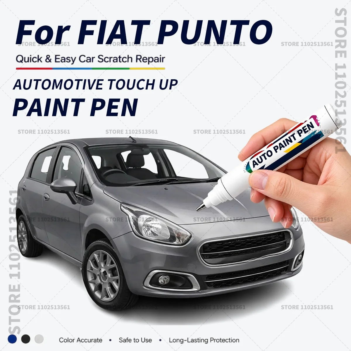 For FIAT PUNTO White Blue Vehicle Paint Touch Up Pen Car Scratch Remover Repair Marker Waterproof DIY Auto Body Maintenance Tool
