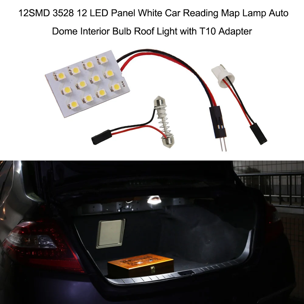 12 Smd Cob Led T10 4W 12V Wit Licht Auto Interieur Paneelverlichting Dome Lamp