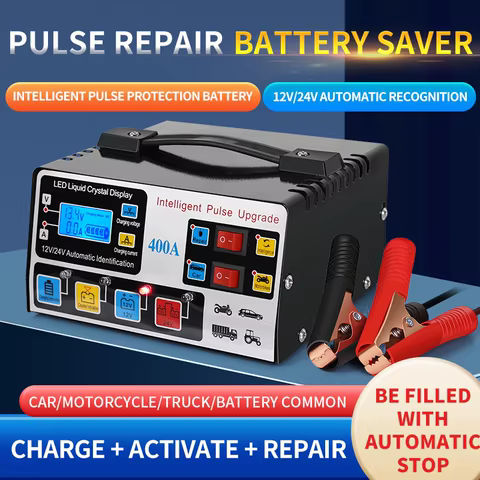 Metal Car Battery Charger 12V24V 220W Full Automatic Car Battery Charger Repair Battery Charger High Power Fast Charger