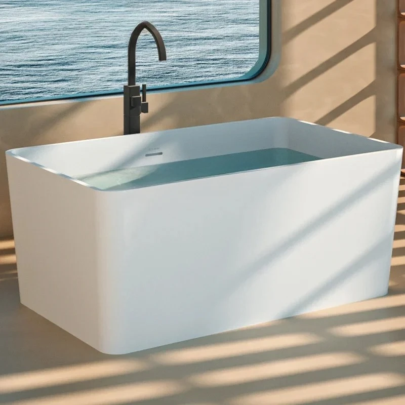 

Small apartment artificial stone bathtub square Japanese household mini bath basin