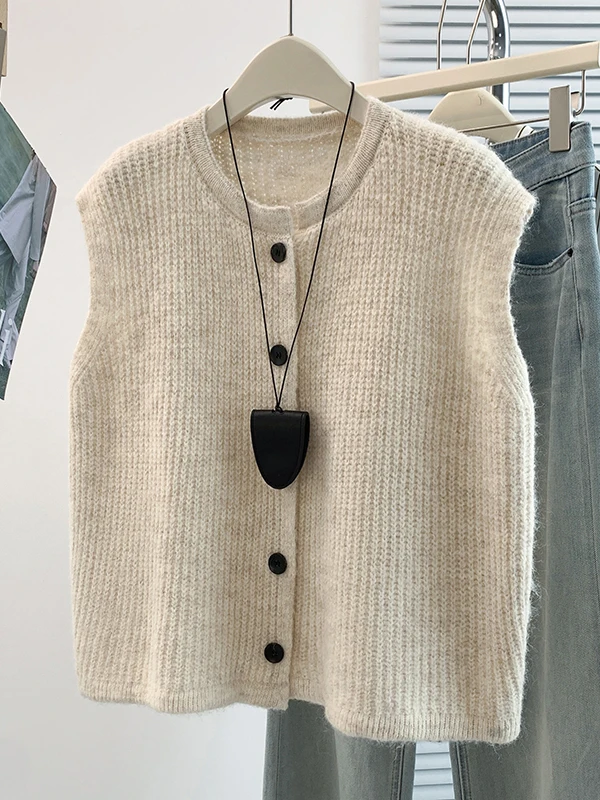 Fashionable Korean Style Sweater Vest Brand Outlet Autumn Winter New Arrival Age-Reversing Open Cardigan Outerwear for Women