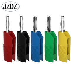 JZDZ 5PCS 4MM Copper Nickel Plated Banana Plug Inserted 4mm Banana Plug Connector Stackable Screw Fixation J.10032