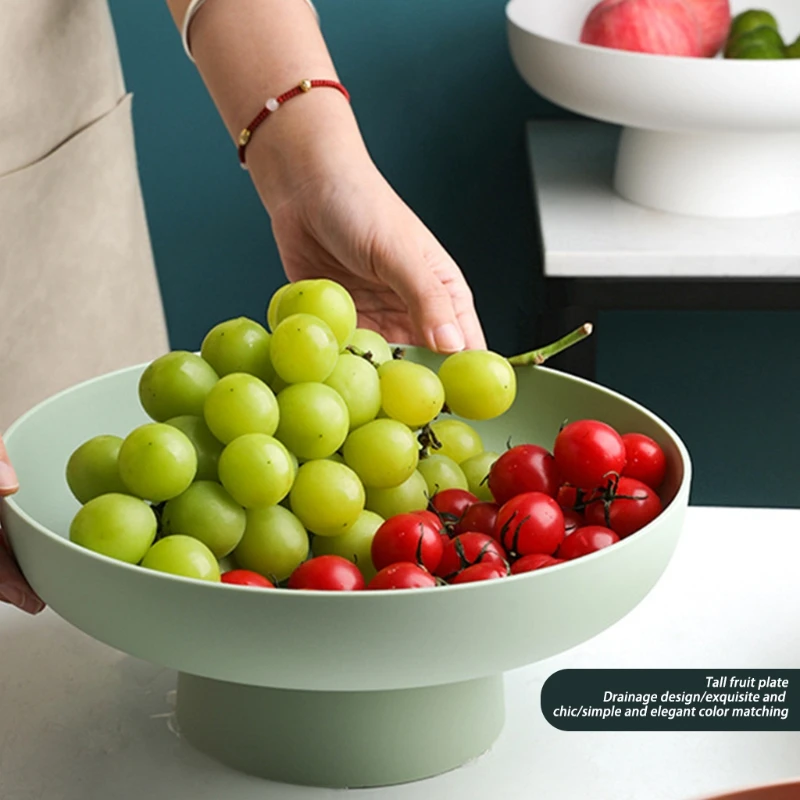 Fruit Dish Round Drain Fruit Basket Modern Container for Kitchen Counter Table Centerpiece