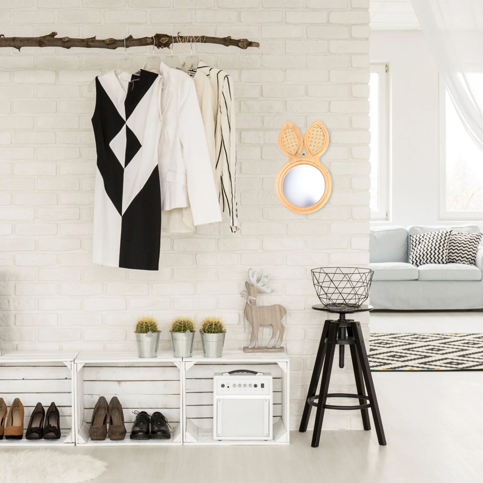 1 個ヨーロッパスタイル籐織化粧鏡壁掛け装飾ミラー手作り繊細な壁アート家の装飾浴室