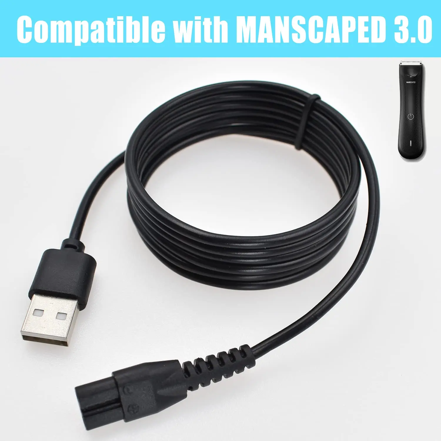 Charger Cord Fit for Manscaped Lawn Mower 3.0/2.0 Electric Groin Hair Trimmer Replacement Charging Cable Power Cord Adapter