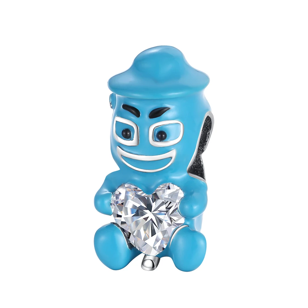 

Danturn 925 Sterling Silver Original Beads Blue person hug heart Charm fit Snake Chain Bracelet Fashion Women Jewelry Making