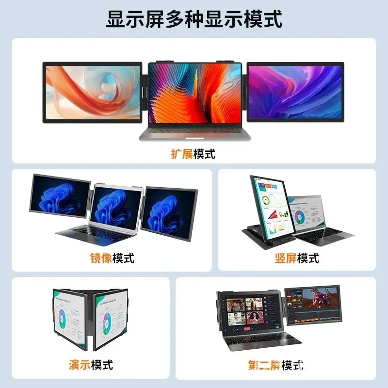 14-Inch dual-screen portable monitor laptop with wall-mounted external expansion screen