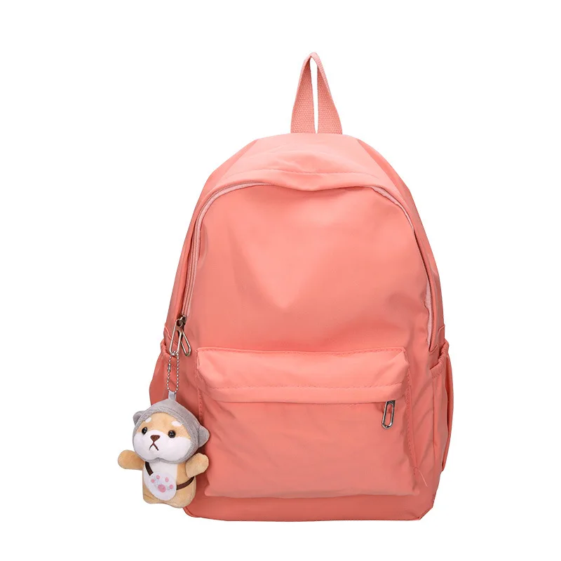 Women Schoolbag Waterproof Large Capacity School Backpack Smooth Zipper Solid Color Teens Girl Casual Daypack Bag Student Supply