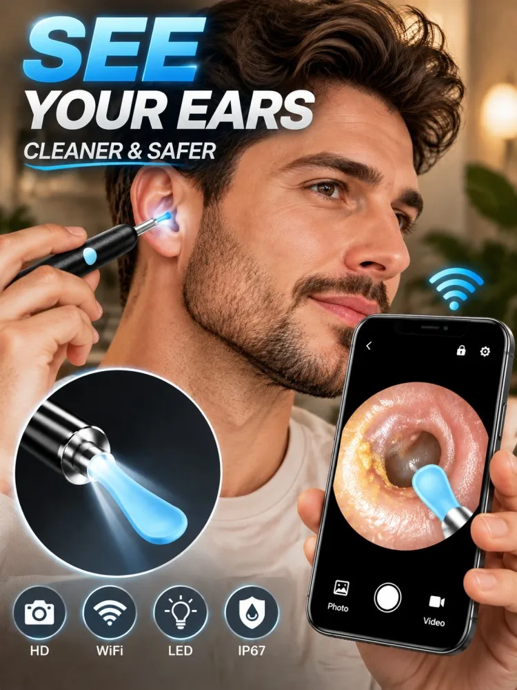 Smart Visual Ear Wax Cleaner HD Ear Pick Otoscope USB-C Charging Endoscope Wax Remover Tool Mini Camera Home Health Care Kit